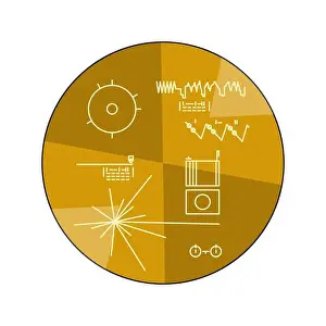 Interstellar Prints: Vector illustration of the voyager golden record with explanation on white background
