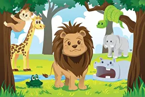 Frog Prints: A vector illustration of wild jungle animals in the animal kingdom