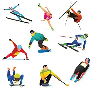 Snowboarding Prints: A vector illustration of Winter Sports Cliparts Icons