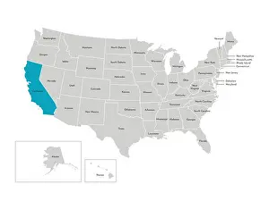 Simplified Prints: Vector isolated illustration of simplified administrative map of the USA