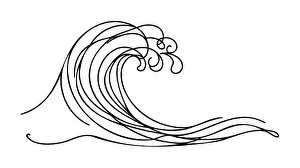 Single Line Prints: Vector isolated one line simple waves line drawing