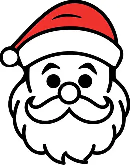 Vector isolated Santa Claus Father Christmas Saint Nicolas head face portrait stencil colorless black