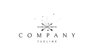 Compass Prints: Vector logo in which an abstract image of two crossed arrows on a background of space