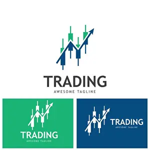 Forex Prints: Vector logo with candlestick trading chart analyzing in forex