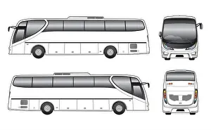 Shuttle Prints: Vector luxury touring bus template on white background