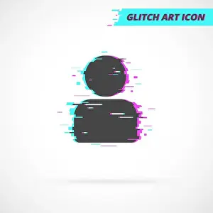 Black Vector Vectors Prints: Vector Man Glitch Style Profile Icon
