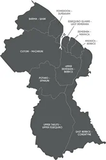 Guyana Prints: Vector map of Guyana with regions and administrative divisions