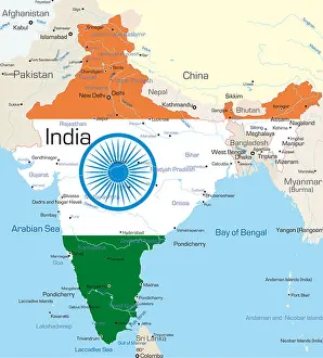 Deli Prints: Vector map of India country colored by national flag
