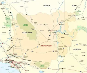 Nevada Prints: vector map of the mojave desert in the western united states