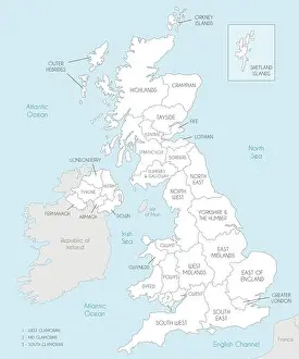 Infographics Prints: Vector map of UK with administrative divisions