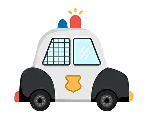 Cruiser Prints: Vector police car. Funny transportation for kids