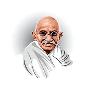 Editorial Image Prints: Vector portrait of Mahatma Gandhi