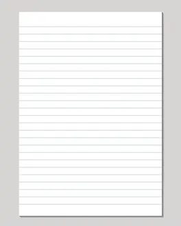 Notepaper Prints: Vector realistic sheet of lined paper isolated on a gray background