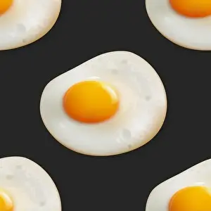 Vector Seamless Pattern with Realistic Fried Egg