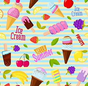 Watermelon Prints: Vector seamless summer fruits pattern