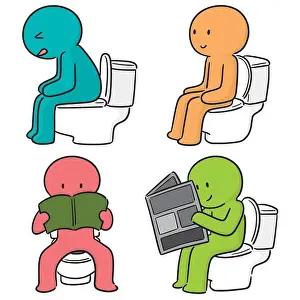 Washroom Prints: vector set of people use flush toilet