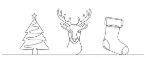 Continuous Prints: Vector single-line drawing of a Christmas tree