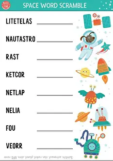 Scramble Prints: Vector space word scramble activity page