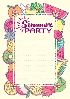 Watermelon Prints: vector Summer party invitation template clip art