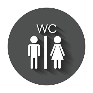 Lavatory Prints: Vector toilet, restroom icon. Modern man and woman flat pictogram