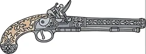 Duel Prints: The vectorized hand drawing of a historical matchlock handgun