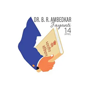 Constitution Prints: Vectpr illustration of Dr Bhimrao Ramji Ambedkar with Constitution of India for Ambedkar Jayanti on 14 April