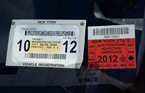 New York State Prints: Vehicle Registration and Inspection Stickers