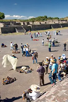 Maya Prints: Vendors selling souvenirs along the Avenue of the Dead at Teotihuacan in the State of Mexico Mexico