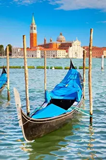 San Giorgio Maggiore Prints: Venice - Gondola on the Grand Canal, Venice Lagoon, Italy