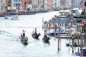 Images Dated 7th August 2014: Venice, Italy - August 7, 2014: gondolas and boats on venetian Grand Canal