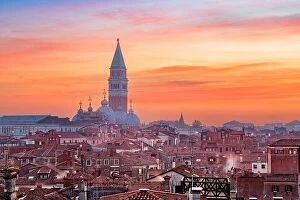 Images Dated 22nd January 2022: Venice, Italy skyline with St. Mark's Cathedral at dusk