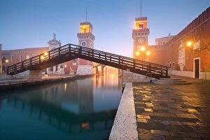 Images Dated 21st January 2022: Venice, Italy at the Venetian Arsenal on a foggy morning