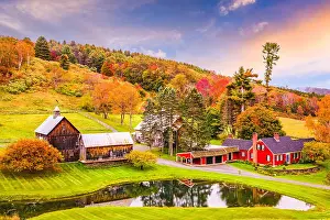 Vermont Prints: Vermont, USA early autumn rural scene