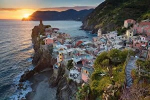 Images Dated 18th September 2016: Vernazza. Image of Vernazza (Cinque Terre, Italy), during sunset