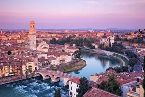 Verona, Italy. Aerial cityscape image of Verona, Italy at spring sunrise