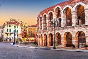 Ampitheatre Prints: Verona, Italy with the Verona Arena, an ancient roman ampitheater