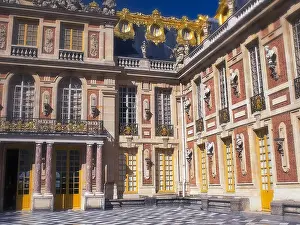 VERSAILLES, PARIS, FRANCE- SEPTEMBER 23, 2015: a view of the marble courtyard in the palace of versailles, paris france