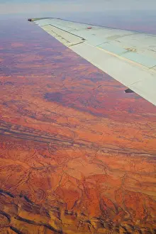 Harsh Prints: Vertical Image, Looking Down on the Australian Outback from a Qantas Plane, Australia
