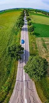 Vertical panoramic view of road made from drone. Useful for tall banner