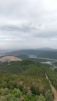 Dips Prints: Vertical photo of nature over the hill with single path way on mountain peak