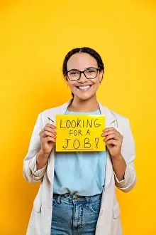 Jobless Prints: Vertical photo of positive successful smart mixed race young woman