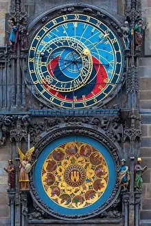 Astronomical Clock Prints: Vertical Prague astronomical clock, Old Town Hall, Prague, Czech Republic
