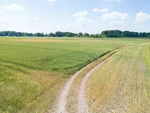 Arable Prints: Vertical stripes of agricultural parcels of different crops