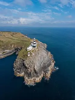 Cork County Prints: Vertical view of the lighthouse and the Old Head of Kinsale in County Cork of western Ireland