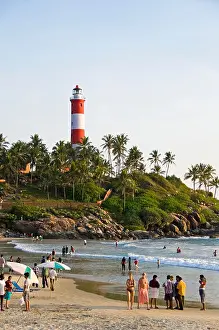 Residents Prints: Vertical view of people relaxing on Lighthouse beach in Kovalam