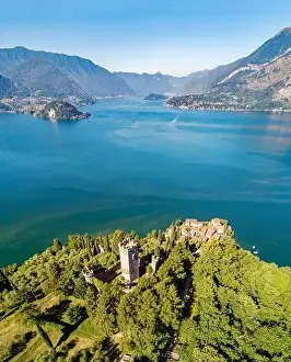Como Lake Prints: Vezio Castle, Varenna, Lake Como (IT), Aerial view