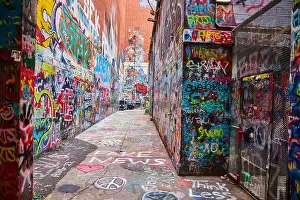Alleyway Prints: Vibrant Urban Graffiti Alleyway in Ann Arbor, Michigan