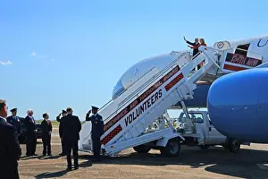 Tennessee Prints: Vice President Mike Pence and Congresswoman Marsha Blackburn exit Air Force Two at McGhee Tyson Air National Guard Base