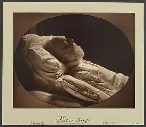 1885 Prints: VICTOR HUGO IN HER BED OF DEATH RIGHT PROFILE 'Victor Hugo sur son lit de mort