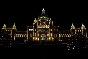 Cruising Prints: Victoria, Canada's parliament buildings lit up over Christmas time